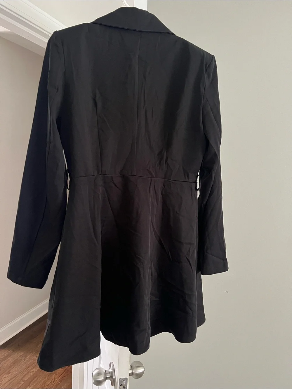 Cider Black Double-Breasted Longline Blazer